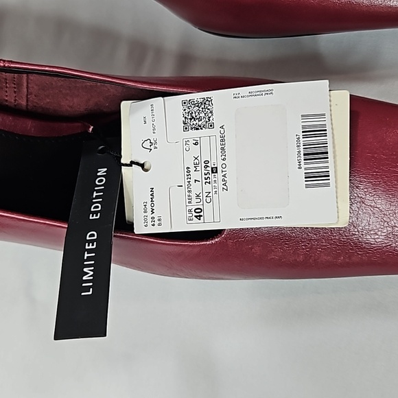 Mango Red Wine Bovine Leather Heels Sz 8 NWT - Picture 5 of 8